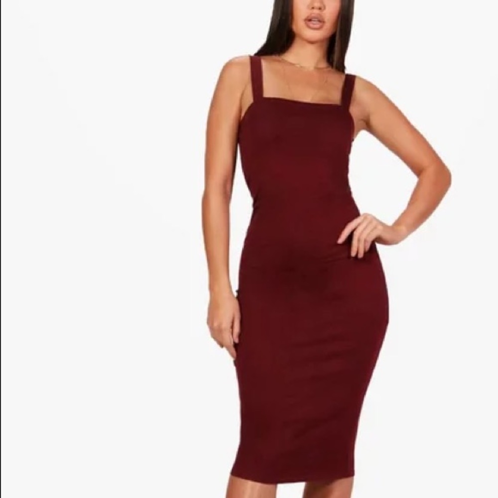 NWT BooHoo Jen Square Neck Bodycon Dress